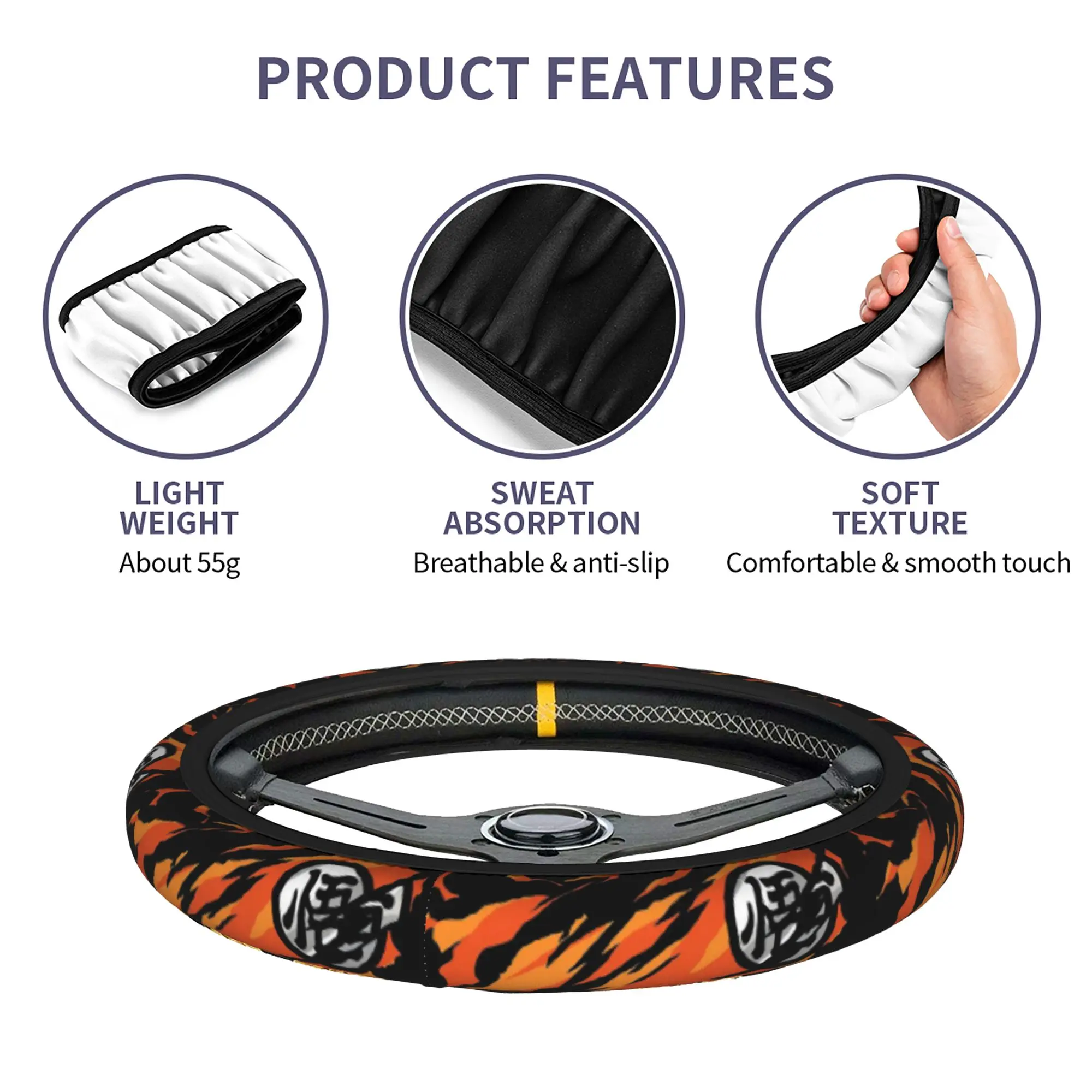 Steering Wheel Covers Son Goku Dragon Ball Z Anti-slip Vegeta DBZ Braid On The Steering Wheel Cover Car-styling Accessories