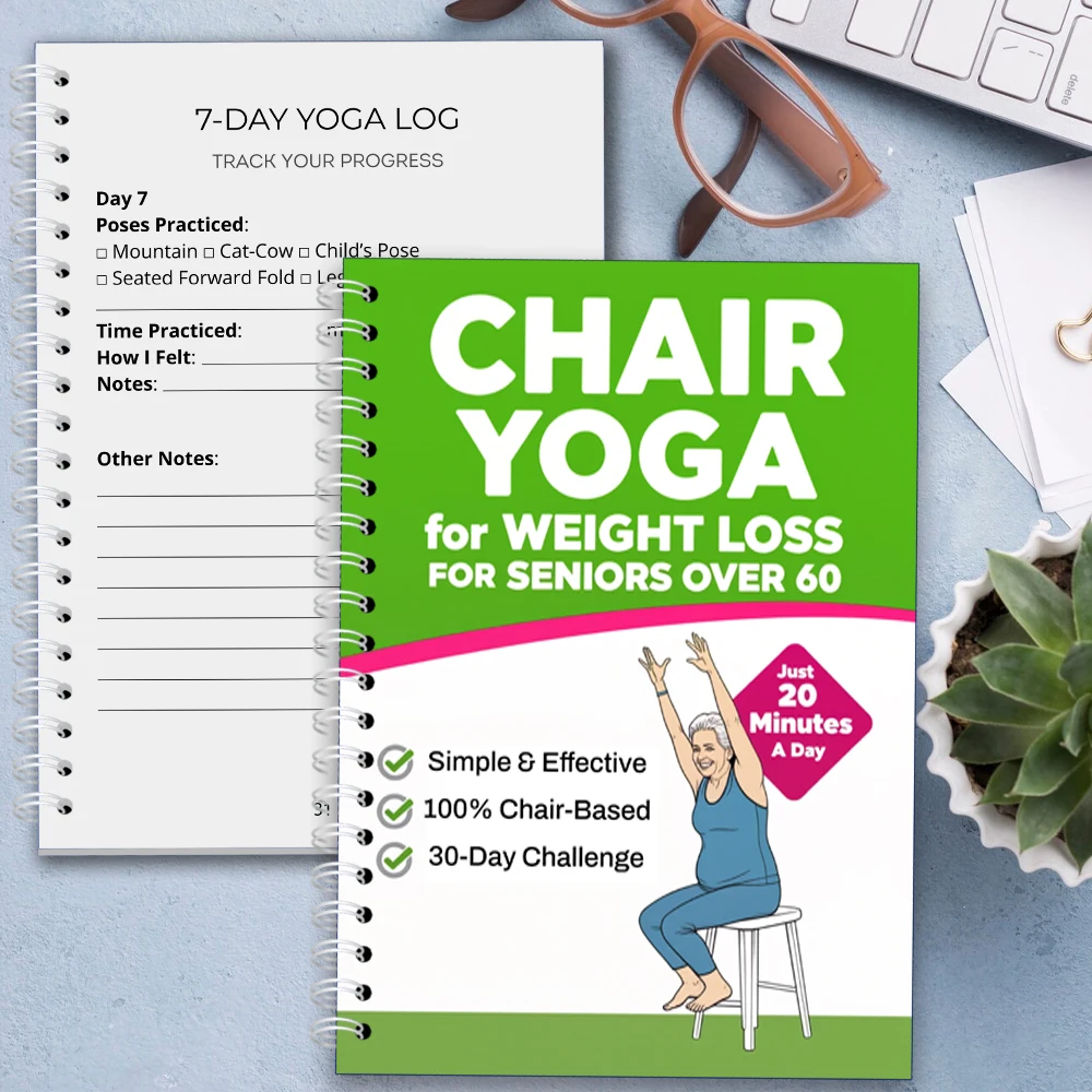 

Chair Yoga Logbook Notebook Fitness Plan for Seniors Over 60, 30 Day Challenge Yoga Exercises for Balance Flexibility, A5 Easy