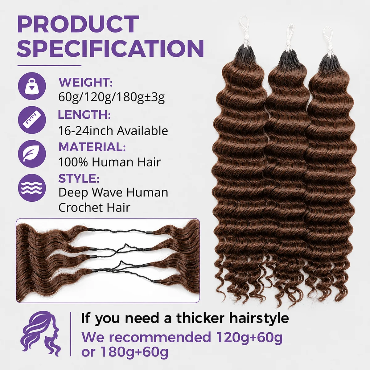 Kahverengi Derin Dalgalı Muciz - Crochet Braiding Hair incelemesi ve fiyatı
