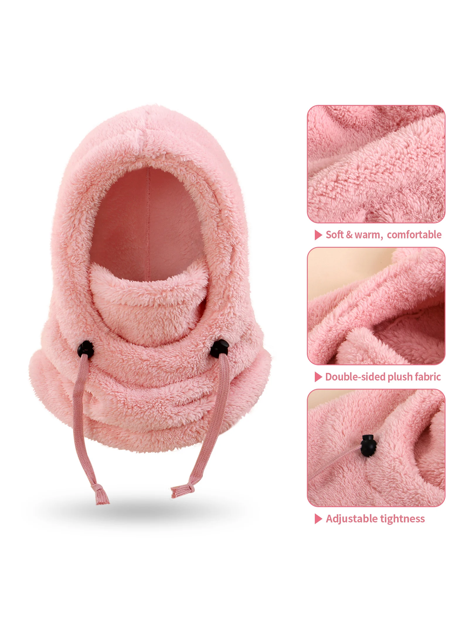 4-14Y Kids' Warm Ear-Protecting Neck Warmer Hat, Thickened Winter Ski Cycling Face Mask Windproof Beanie image 3