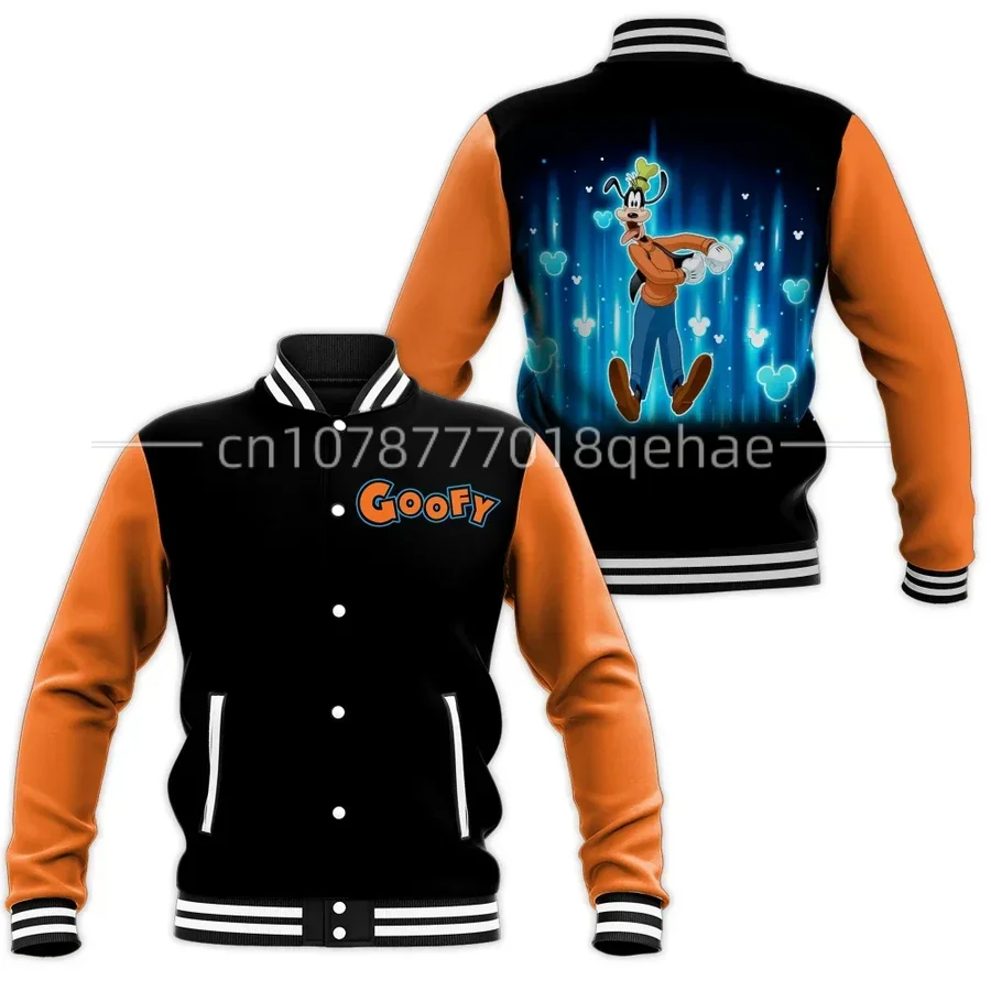 Disney Goofy  Baseball Jacket Men Women Hip Hop Harajuku Jackets Streetwea  Boys Girls Loose College Coats