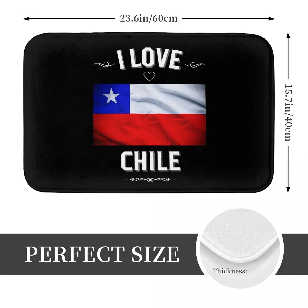 Chilean Flag I Love Chile Anti-slip Doormat Floor Mat Carpet Rug for Kitchen Entrance Home Bathroom Living room Footpad Mats