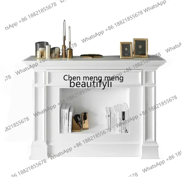 D178   Rural luxury simple solid wood fireplace decorative cabinet European stylish entrance living room fireplace rack