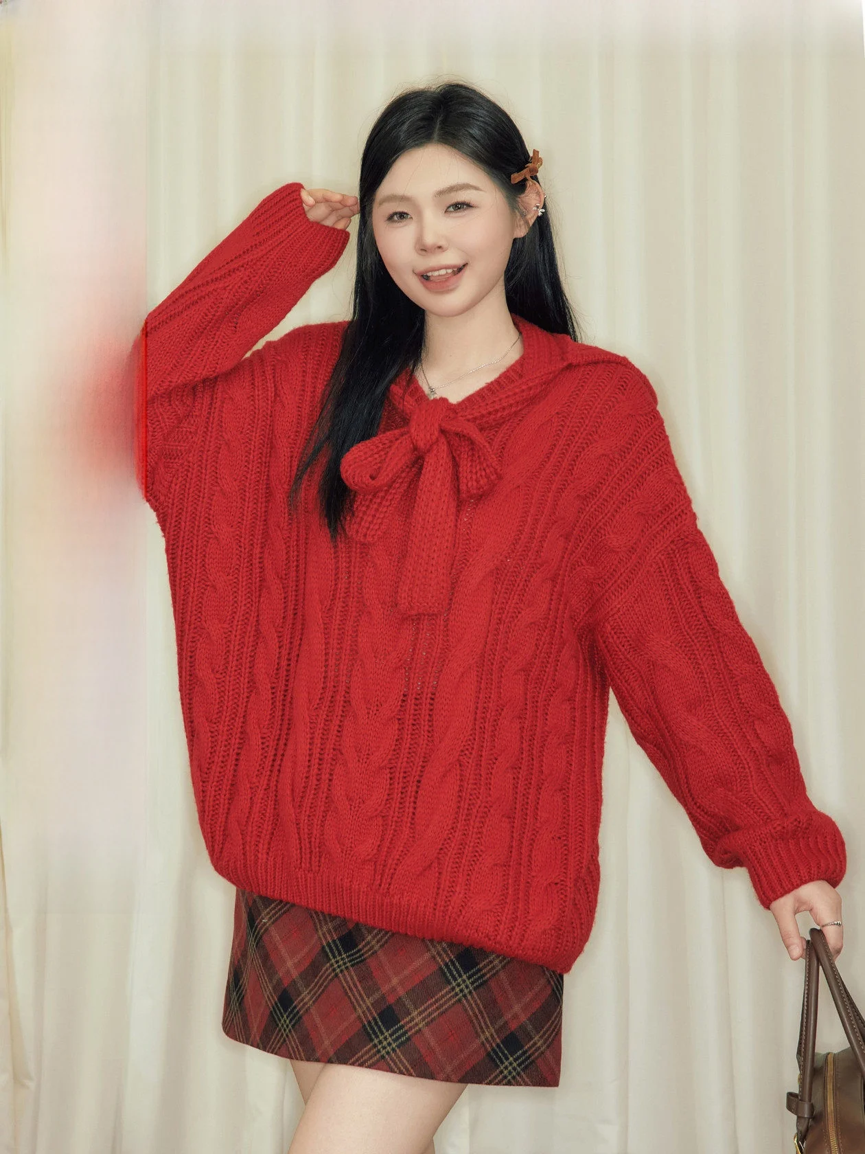 

Свитер Jiu Studio «Город Фей» — крупный размер, с V-образным вырезом, вязаный, для полных женщин, верхняя одежда