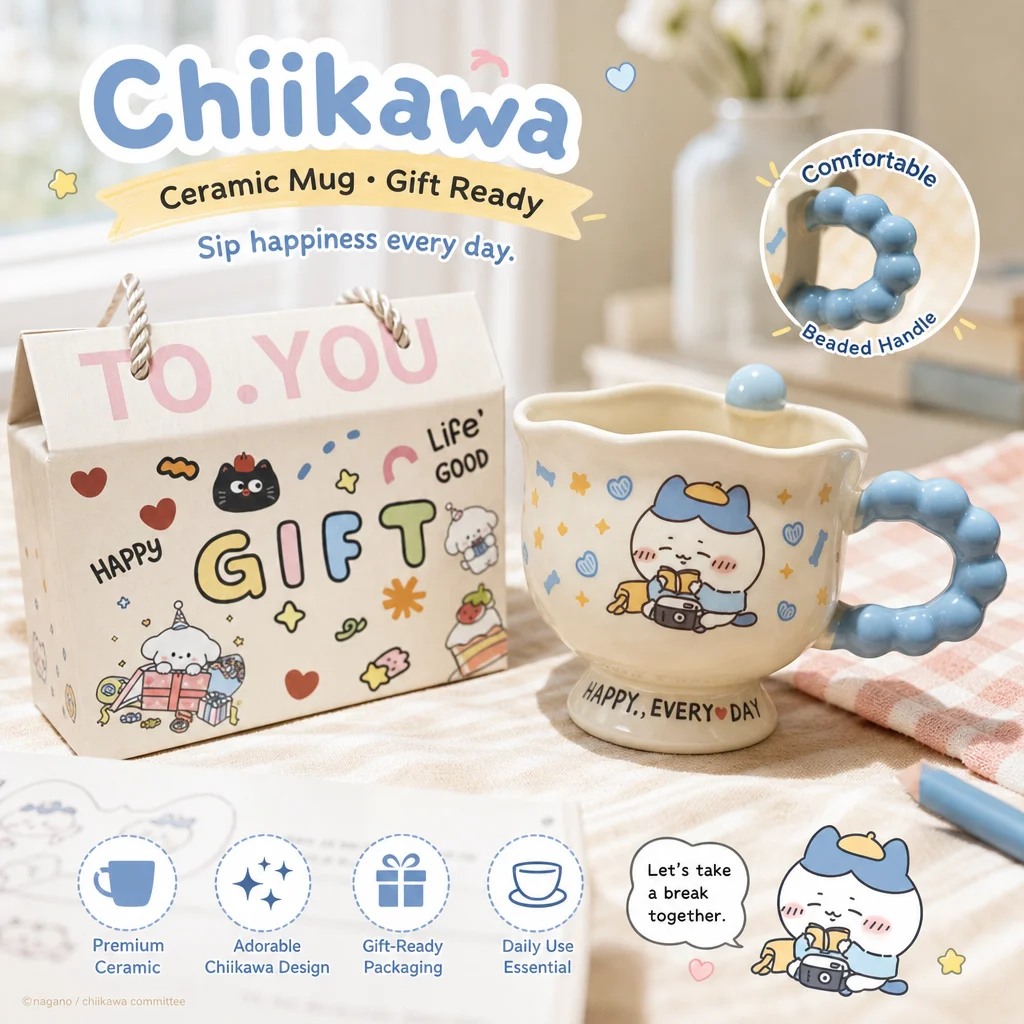 Chiikawa Usagi Ceramic Mug Cup Gift for Best Friend Girlfriend Boyfriend Sister Cute Kawaii Birthday Gift Souvenir High Quality