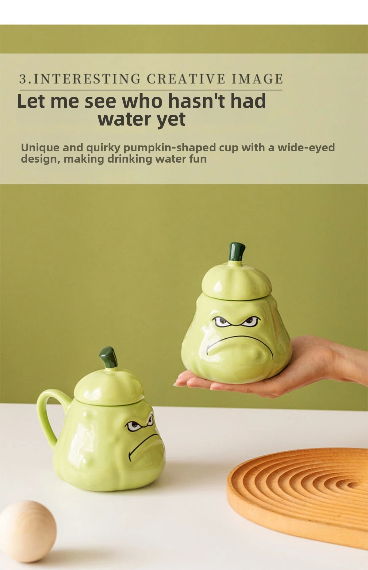 Mug Cartoon Bitter Melon Shaped Ceramic Mug With Lid Spoon Funny Coffee Cup 370ml Tea Cup Gift For Birthday Friend Quirky Novelt