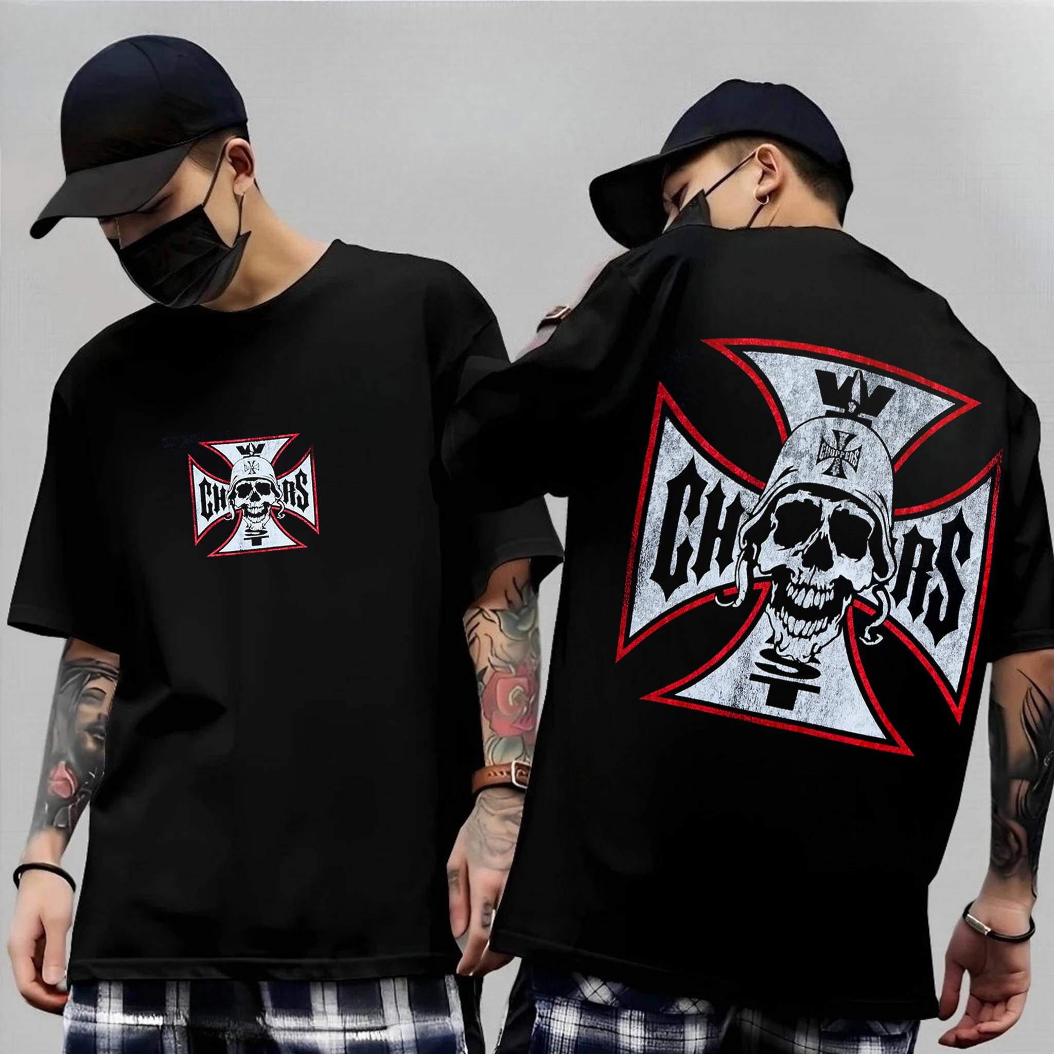 Vintage West Coast Choppers Printed Washing T-Shirt Women Cotton Breathable Retro Street Style Loose Fit Casual Streetwear Tops