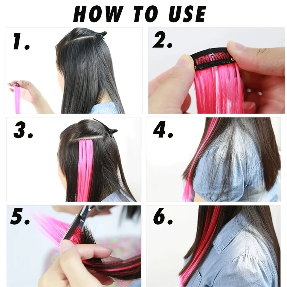 Extensión de plumas sintéticas de colores, con clip, pieza única, para mujer, cosplay, fiesta, estilo Y2K 6