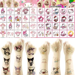 Tatuajes temporales de Hello Kitty para niños, calcomanías de colores duraderos, Kawaii, Kuromi Cinnamoroll