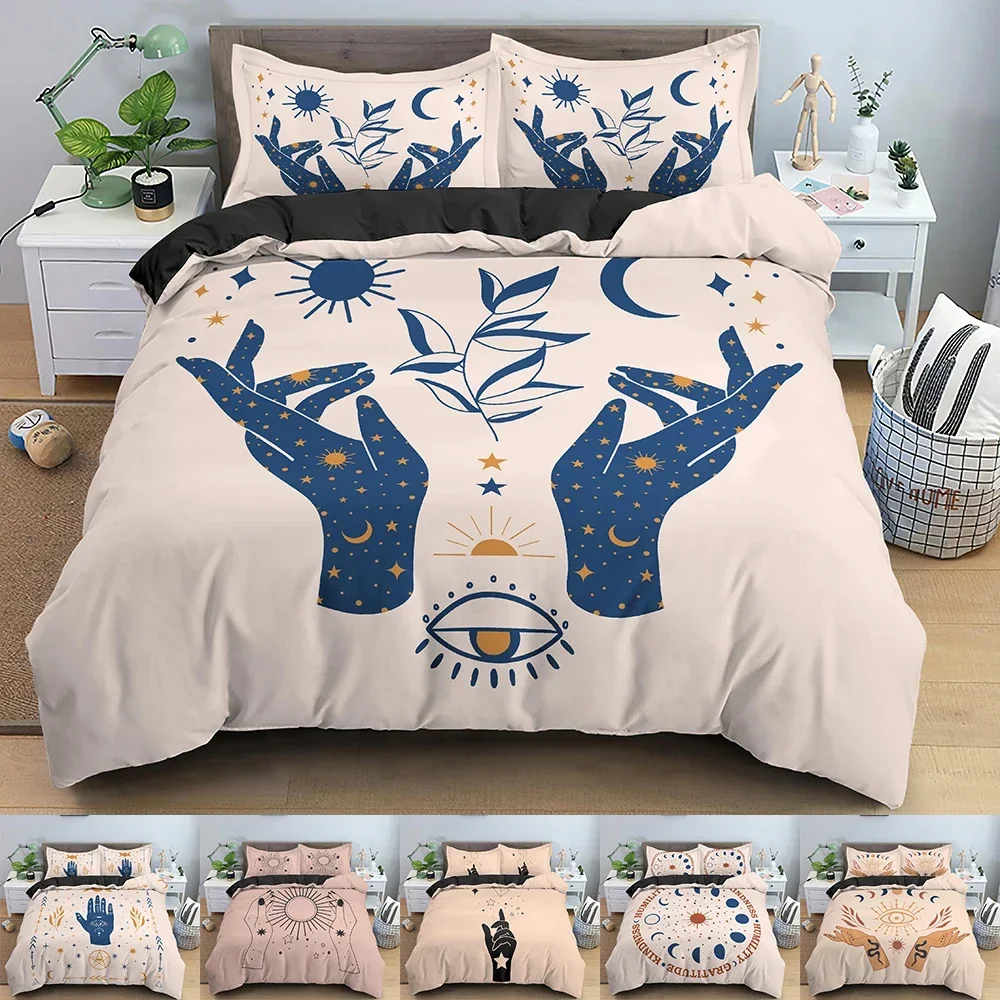 

Gesture Pattern Duvet Cover Set Buddhism Style Bedding Set Twin Full Queen Size Comforter Cover Bed Set With Pillowcase 2/3 PCS