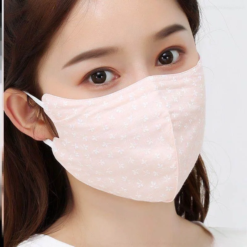 

Washable Pure Cotton Thin Breathable Summer Spring Women's Cycling Dustproof UV Protection Anti-UV Light Easy to Breathe 3D Mask