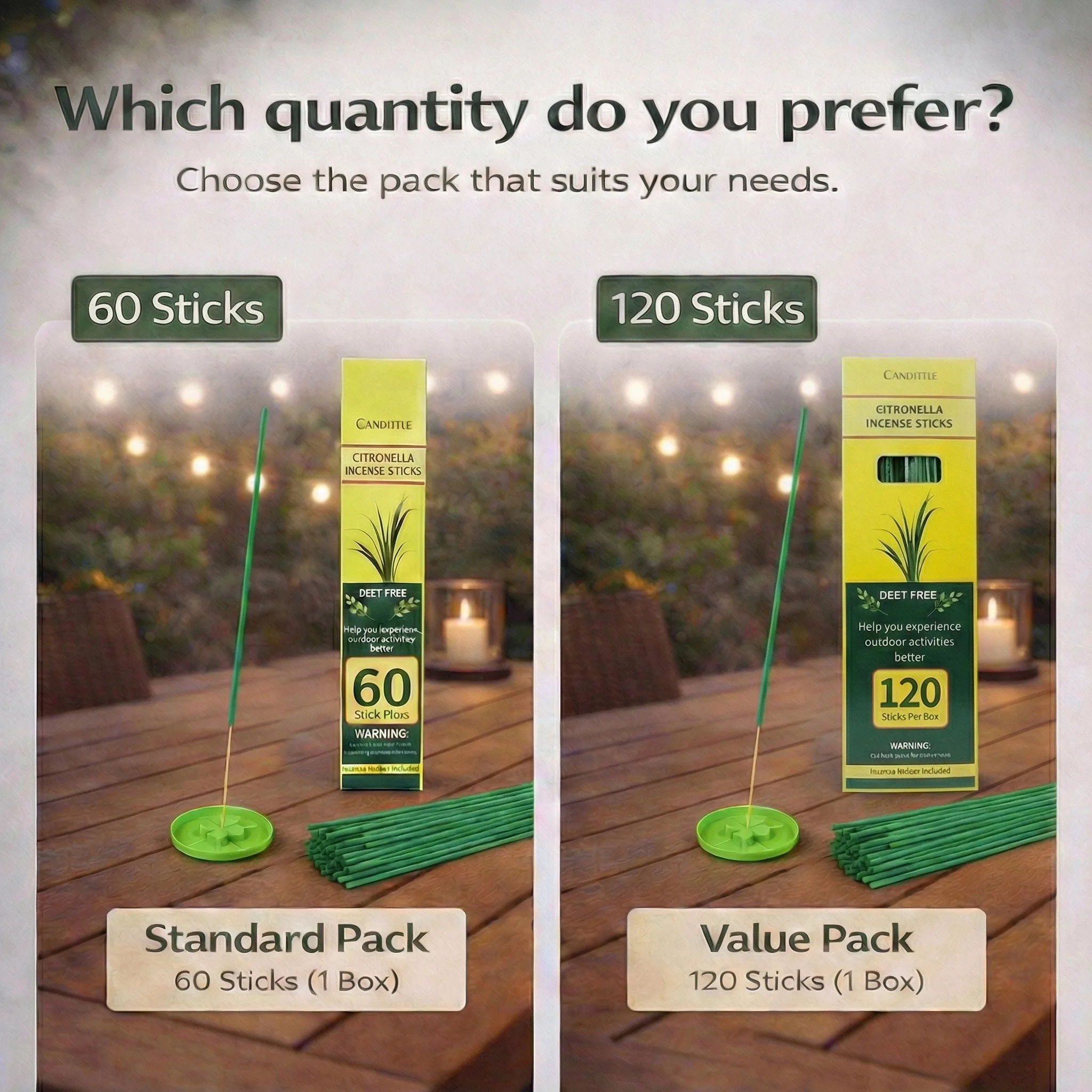 Lemongrass Citronella Mosquito Repellent Incense Stick for Outdoor Garden Backyard Fishing Barbecue Camping