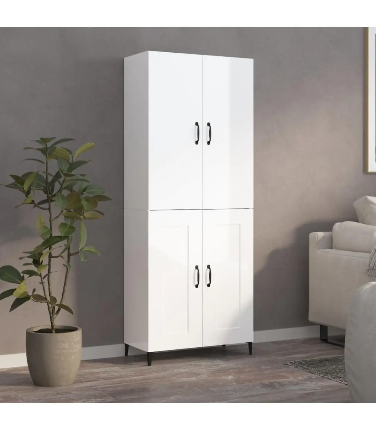 High sideboard Sheen white plywood 70x34x180 cm