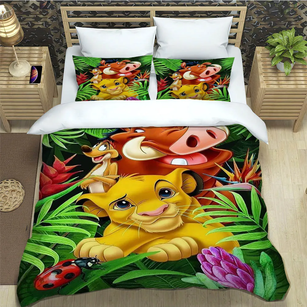 Cartoon The Lion King printed Bedding Sets exquisite bed supplies set duvet cover comforter set bedding set luxury Birthday Gift