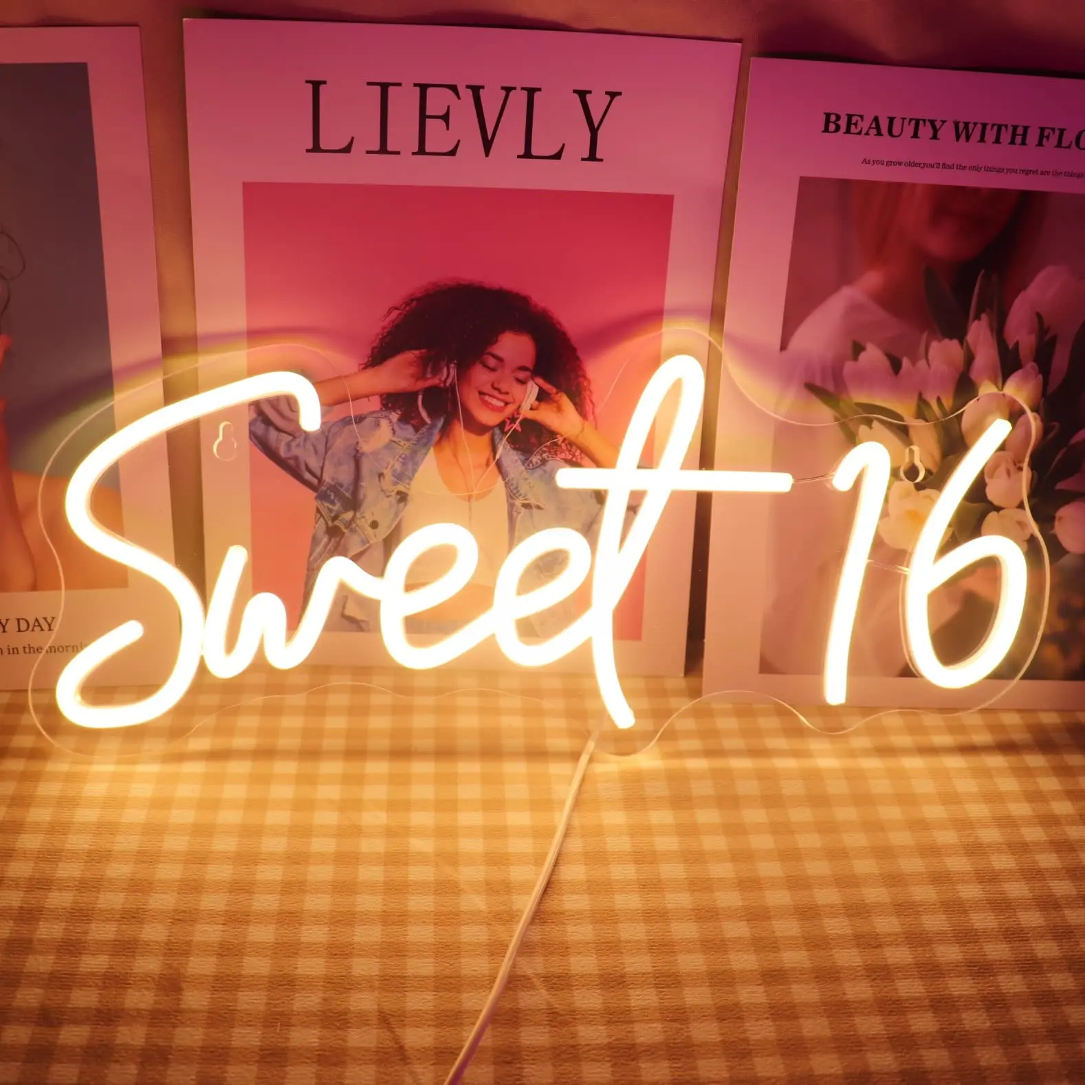 

Sweet 16 Neon Sign for Girls Room Home Art Wall Decor 16th Birthday Party Window Living Room Decor Birthday Gift for Teens