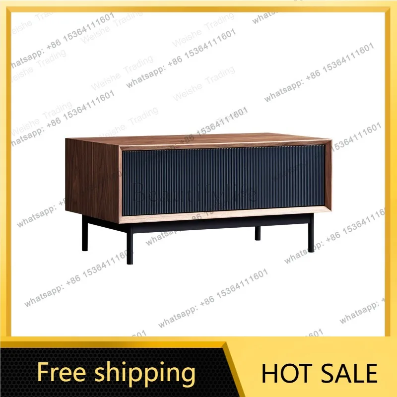 zj.Designer furniture Nordic minimalist Italian modern walnut TV cabinet free combination