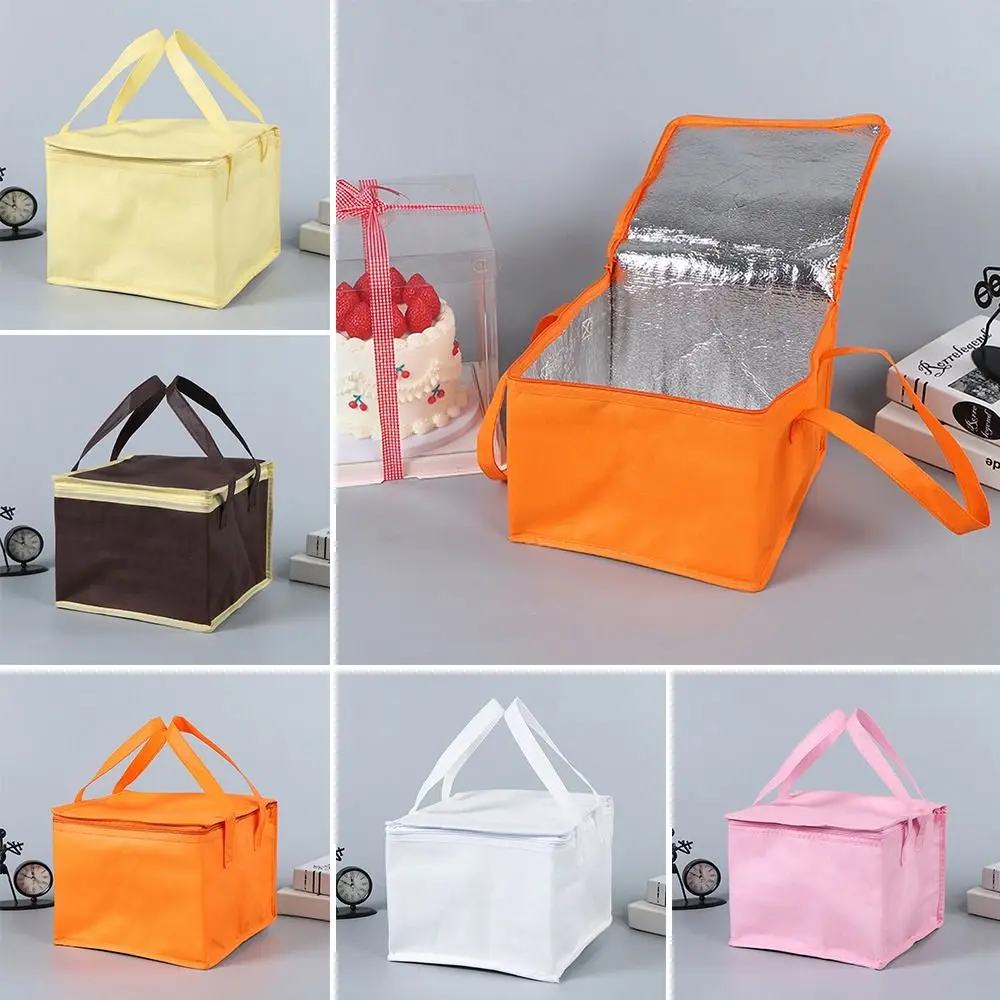 New Portable Insulated Thermal Cooler Bag Tin Foil Solid Color Drink Storage Zip Refrigerated Bag Outdoor Camping Picnic