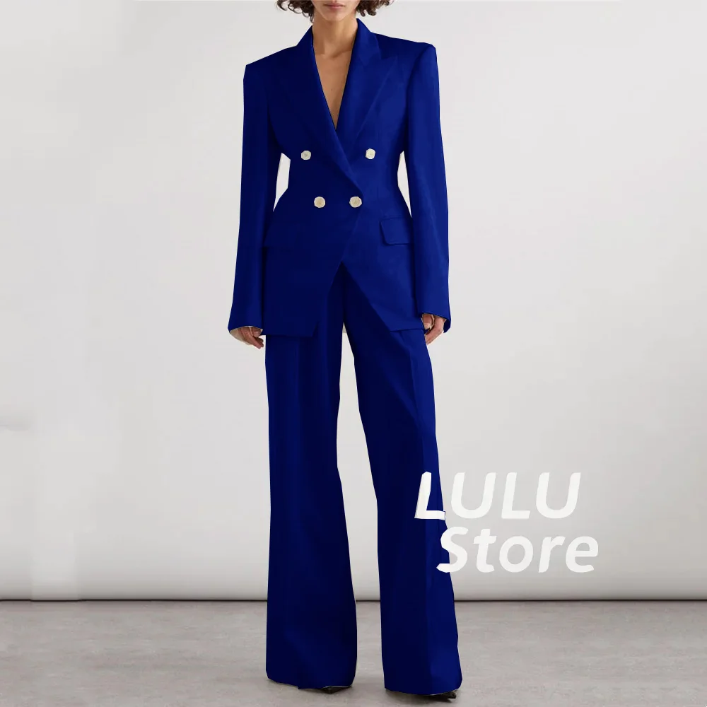 Women Suit Set Luxury White Notched Lapel Double-Breasted Tailor-made 2 Piece Jacket Pants Set Lady Party Prom Evening dress