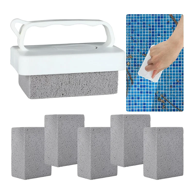 

Swimming Pool & Spa Tile Cleaning Kit: 6 Handheld Pumice Stones With Comfort Handles