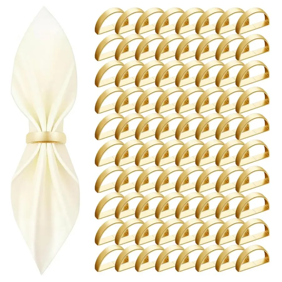 

Pcs Gold Napkin Rings Metal Napkin RingSemicircle Stainless Steel Napkin Rings for Table Settings Wedding Christmas Party Dinner