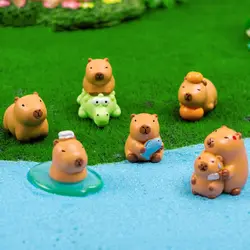 Resin Cartoon Capybara Statue DIY Multicolor Miniature Capybara Figurines Accessories Car Ornament Mini Animals Figurine