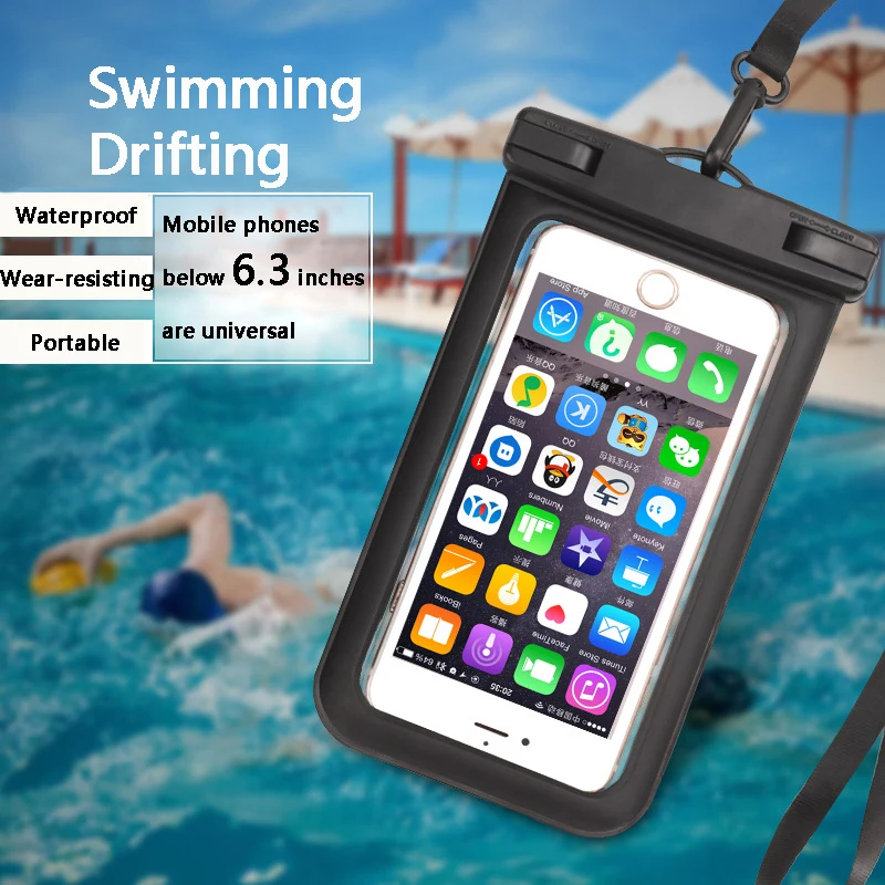 PVC Transparent Mobile Phone Waterproof Bag, Drifting, Camping, River Tracing Handset, Cover Suitable for Below 6.5