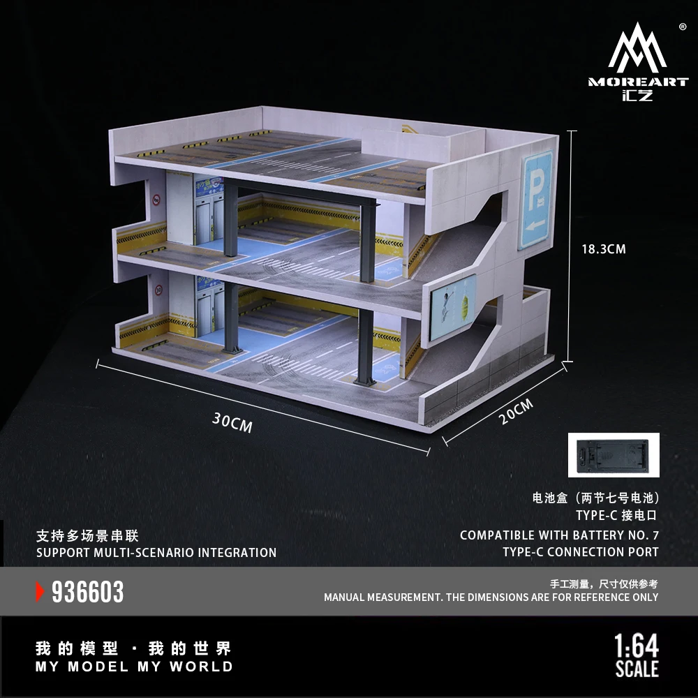 MoreArt 1:64 Japanese Packing Building Scene Model C ,Parking Lot Diorama For Display&Collection