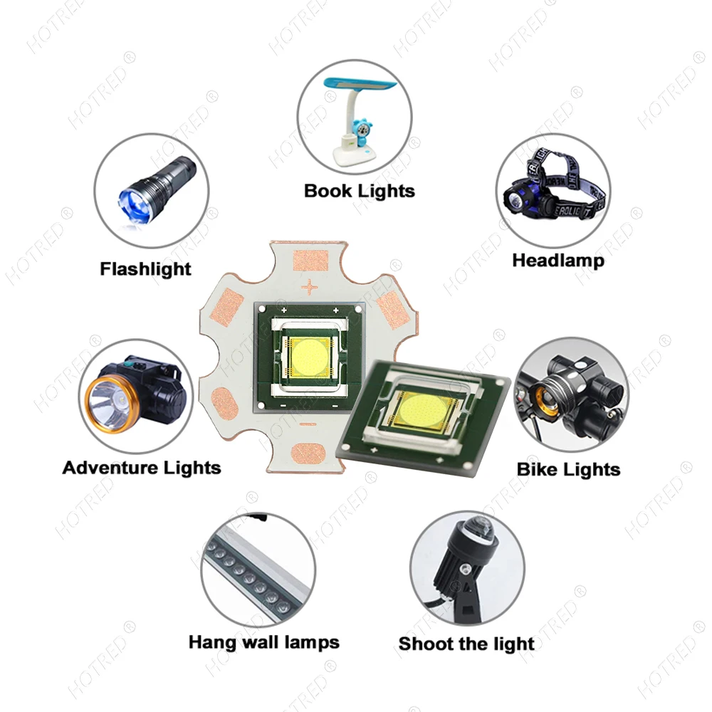 50W Ultra High Brightness 9090 Cold White Laser LED Bead High-Power Strong Light Long-Range Dance Table Lamp Flashlight 3V Chip