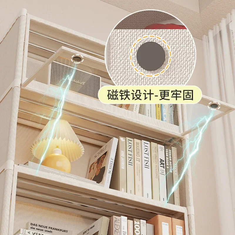DSA Bookcase Shelf Household Book Storage File Cabinet Floor to the wall Student dormitory Dust-proof bookshelf with cabinet view 3