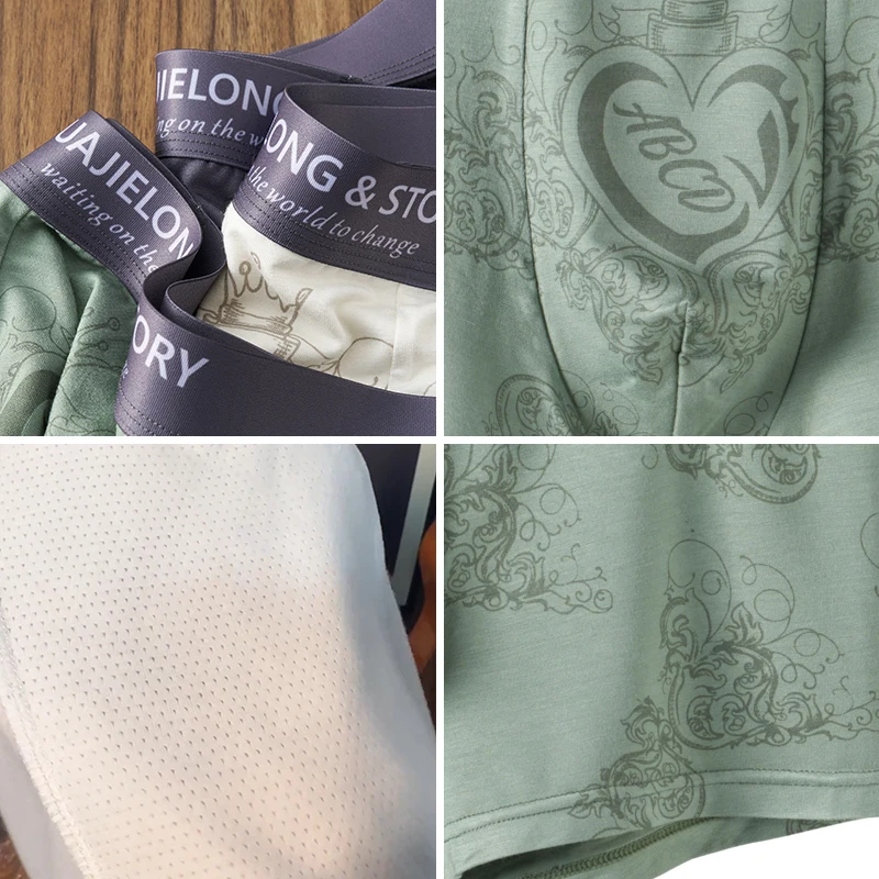 3-pack men's underwear youth sports shorts lightweight breathable boxer briefs personality men's underpants men's boxer briefs