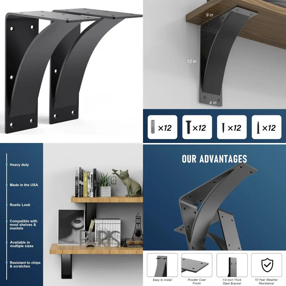 دعامات أرفف فولاذية قوية - عبوتان من دعامات رف الموقد، دعامات كونترتوب لمشاريع الرفوف التي تصنعها بنفسك #1