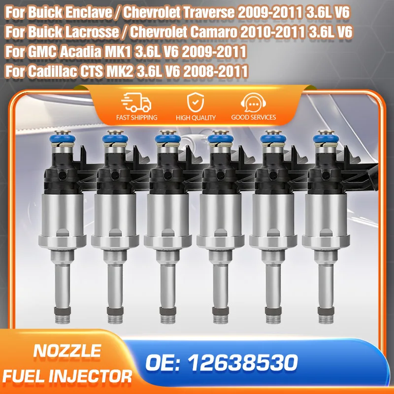 

Fuel Injector Nozzle 3.6L For Chevrolet Traverse GMC Acadia Buick Enclave Buick Lacrosse Chevrolet Camaro Cadillac CTS 2008-2011