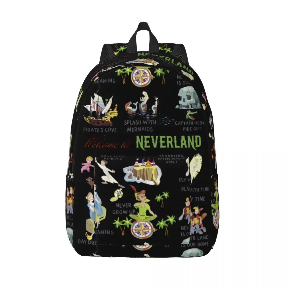 

Peter Pan Welcome To Neverland Backpack for Men Women Casual High School Work Daypack Laptop Computer Canvas Bags Outdoor