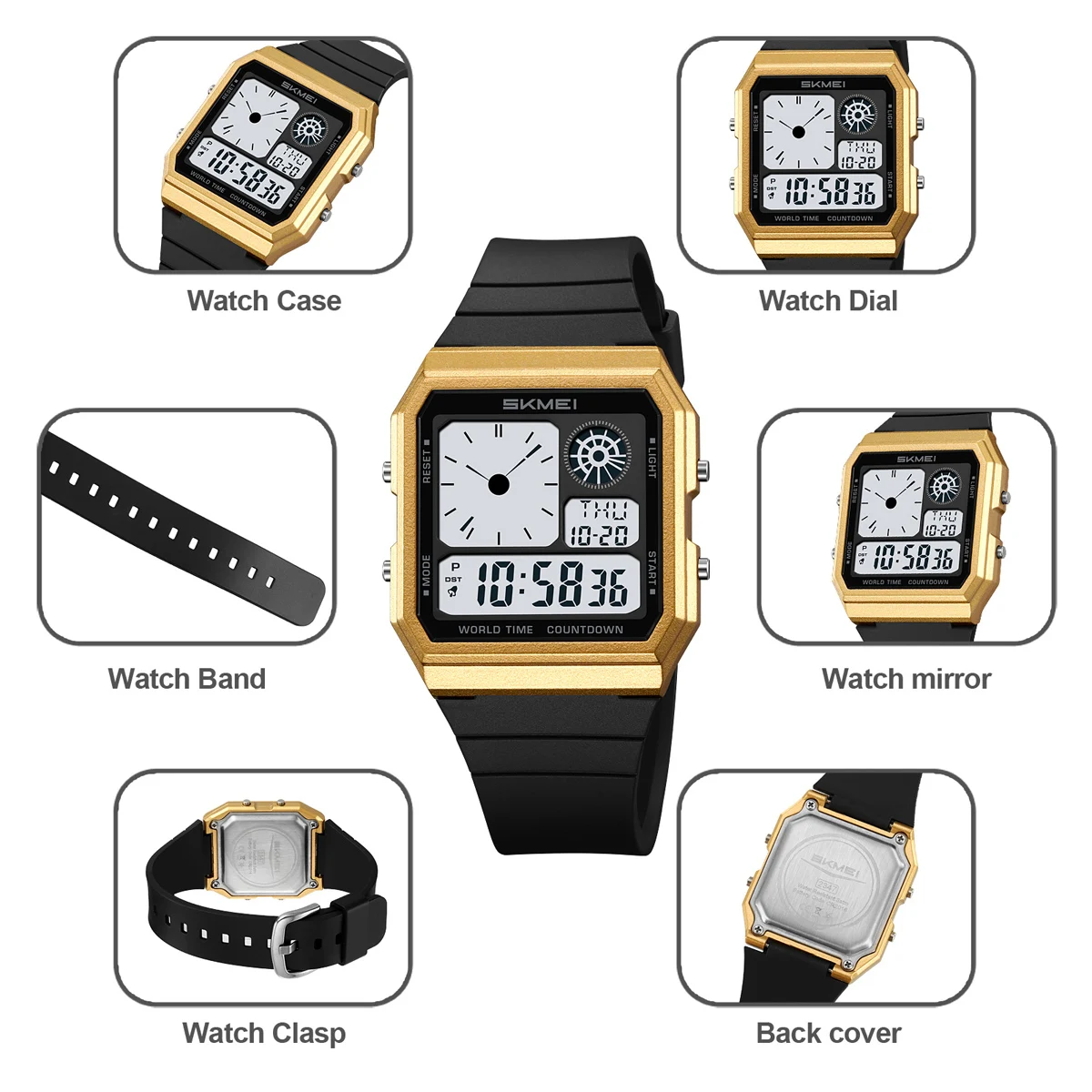 SKMEI Sports Daylight Saving Time Digital Electronics Watch For Men Women Students Waterproof Fashion Outdoor Chrono Wristwatch