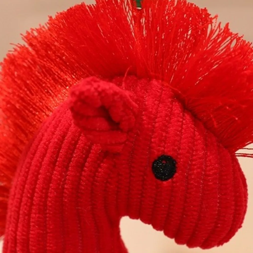 Cartoon Plush Horse Keychain PP Cotton Handmade Hanging Pony Doll Fluffy 12cm Pony Keychain Festive Decor