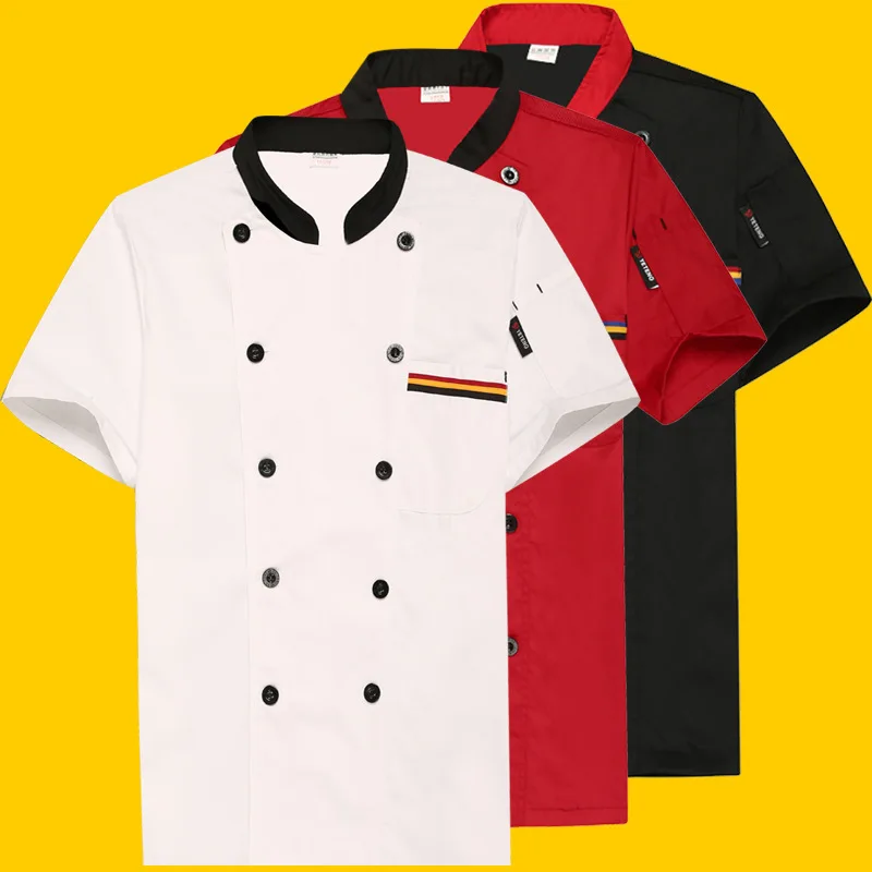 Abbigliamento da lavoro unisex per chef estivo, catering, casa da tè, cucina dell'hotel, uniforme traspirante a maniche lunghe corte