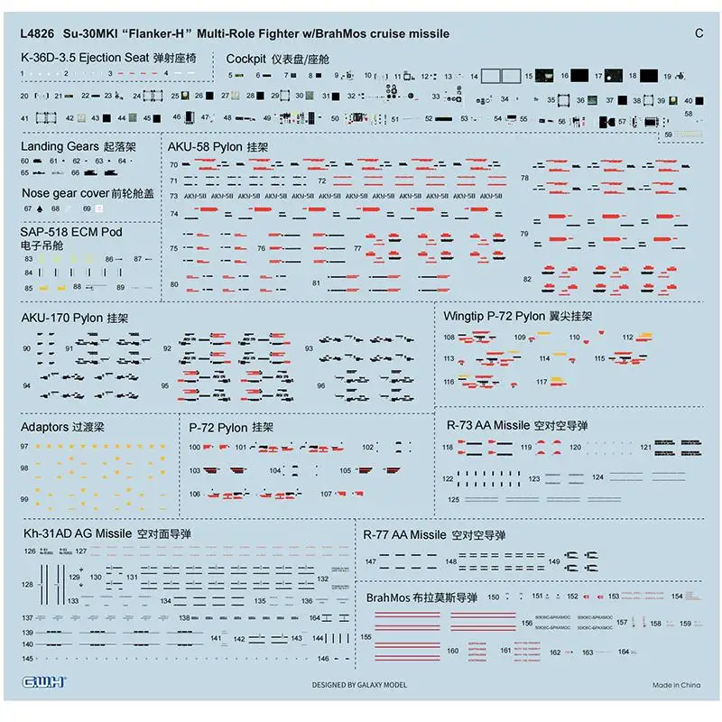 Great Wall Hobby L4826 1/48 SU-30MKI Flanker-H W/Brahmos Cruise Missile ชุด