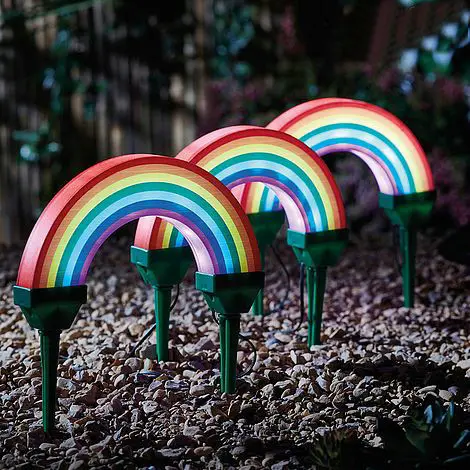 

Solar Rainbow stake light with 3 pack, 21 leds path maker decorative Outdoor Garden, Flowerbeds, Pathways, Patio and Driveway