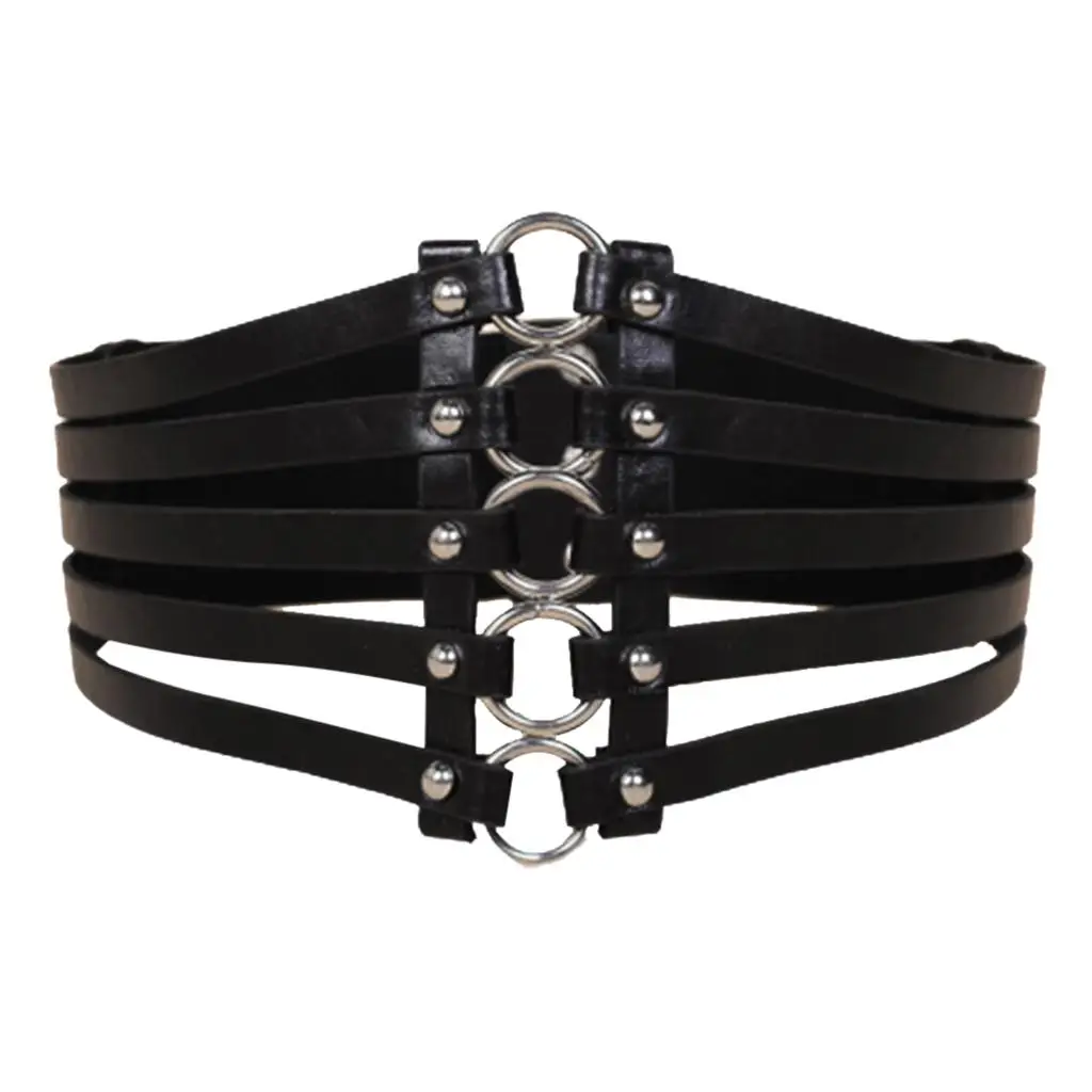 Vintage  Studded Leather Wide Waist Belt Hollow Out  Corset for Women