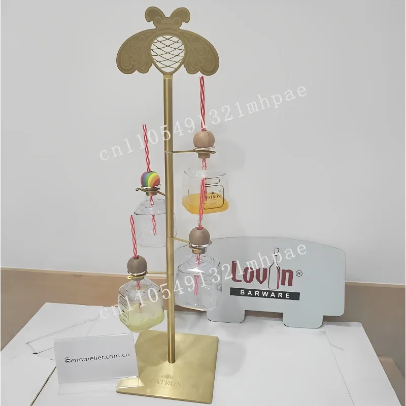

375Ml Plastic Customer Tequila Wine Bottle Gold Stainless Steel Pole Tower Accessories Stock Tree Drinker Accessories