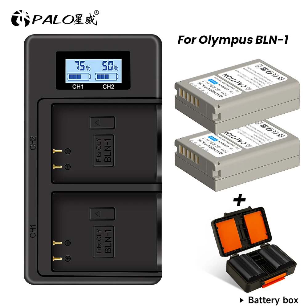 

PALO BLN-1 BLN 1 BLN1 Camera Battery + Dual LCD USB charger for Olympus OM-D E-M1 E-M5 Mark II PEN-F E-P5 EM1 EM5 PENF EP5