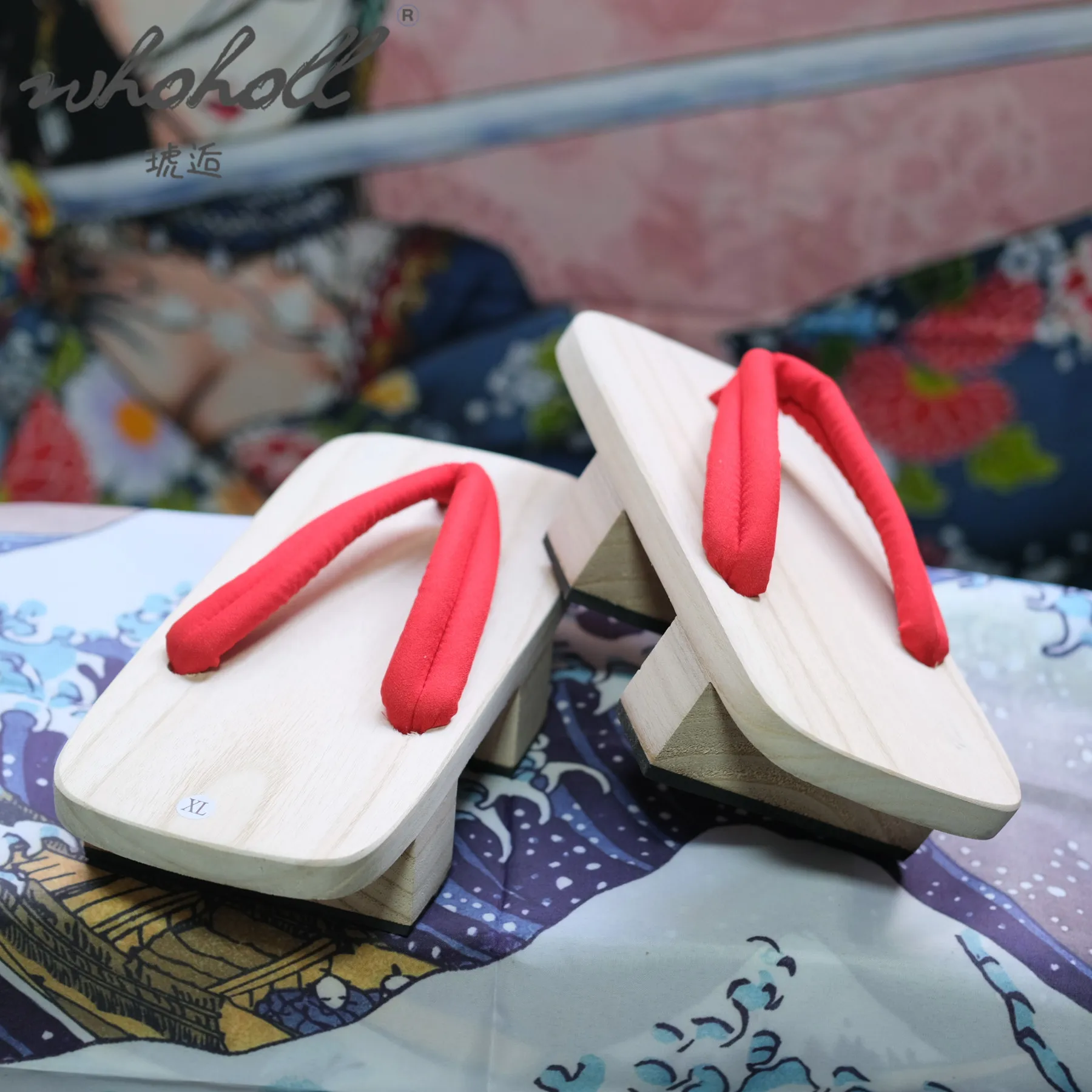 Plataforma grossa de dois dentes geta homem mulher chinelos de madeira japonesa geta anime coplay trajes sapatos flip flops chinelo tamancos sandálias