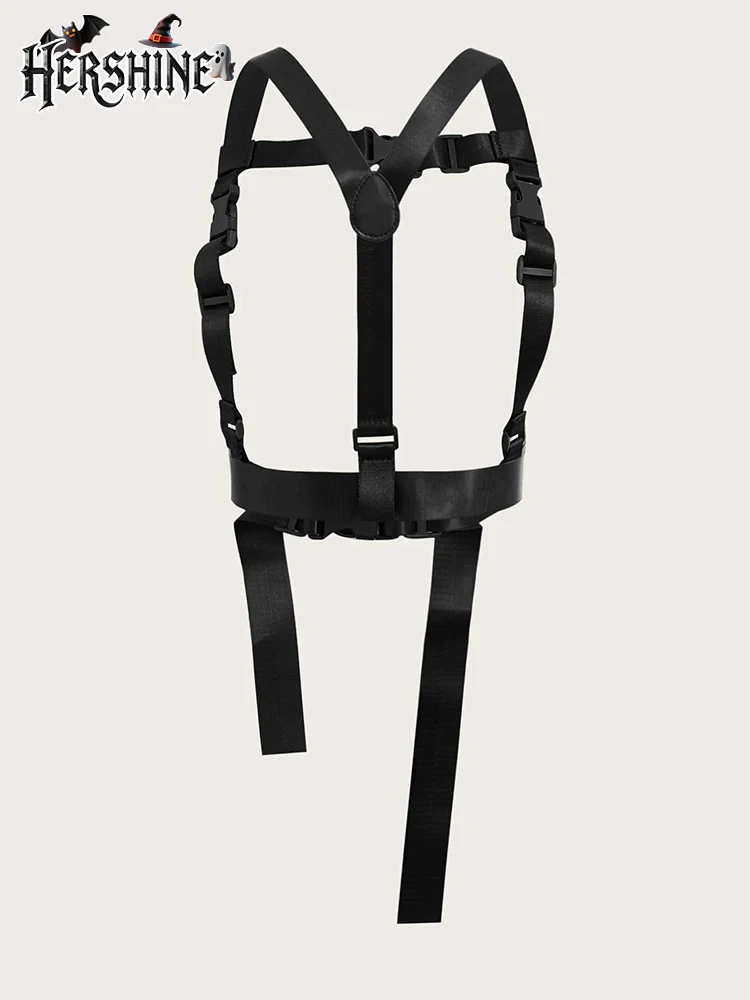 HERSHINE 1 buah tali bahu kanvas gaya gelap ekstensi dua sisi gesper plastik hitam wanita aksesori Halloween Y2K