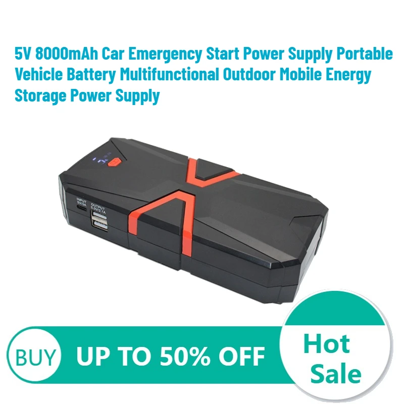 5V 8000mAh Car Emergency Start Power Supply Portable Vehicle Battery Multifunctional Outdoor Mobile Energy Storage Power Supply