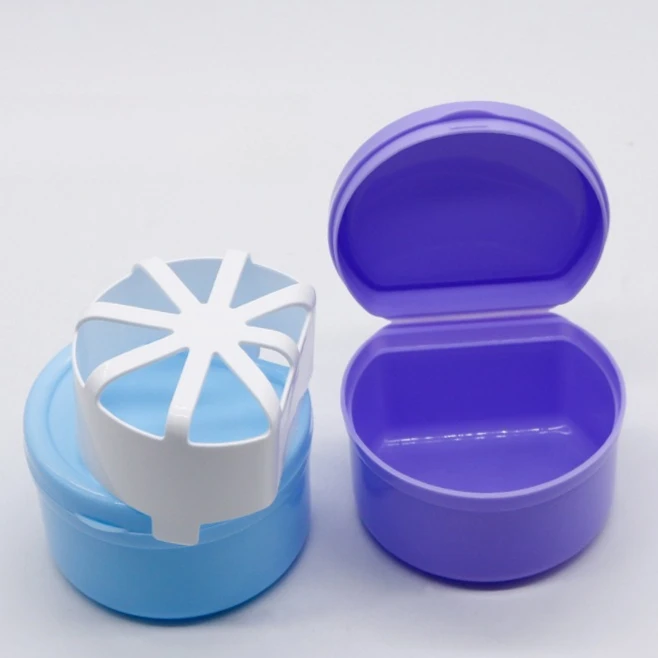 10Pcs Dental Care Box Dental Holder Cleaning Box Orthodontic Appliance Denture Immersion Cleaning Box Belt Filter Cleaning