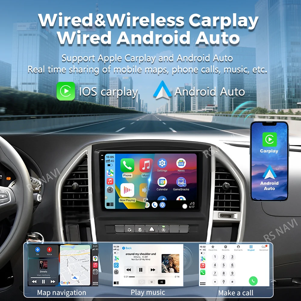 Android 16 For Mercedes Benz Vito 3 W447 2014-2020 2K QLED Android Car Radio Multimedia Video Player GPS 4G CarPlay Stereo