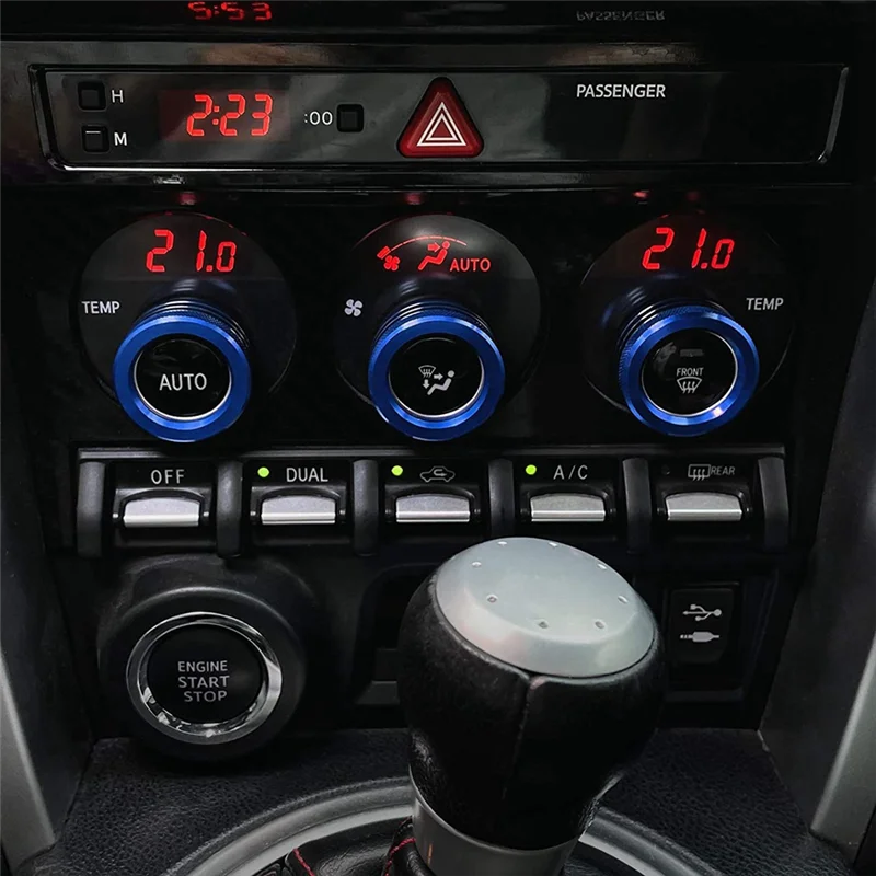 

UP!3Pcs Car Center Console Air AC Knob Volume Rings Trim Cover Button for Subaru BRZ Toyota 86 GT86 2013-2020 Blue