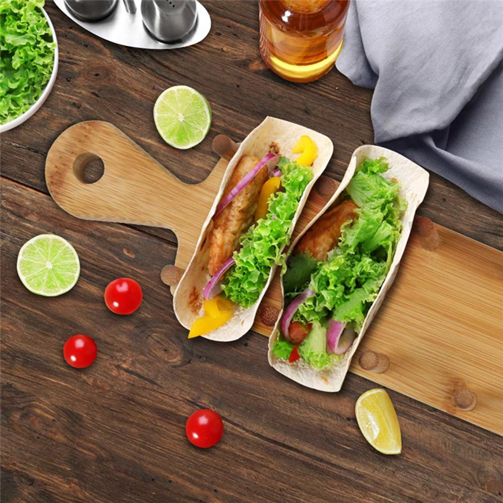 Wood Taco Holder Taco Shell Holder Multifunctional Mexican Rolls Pancake Stand Tray for Home Kitchen Accessories Restaurant