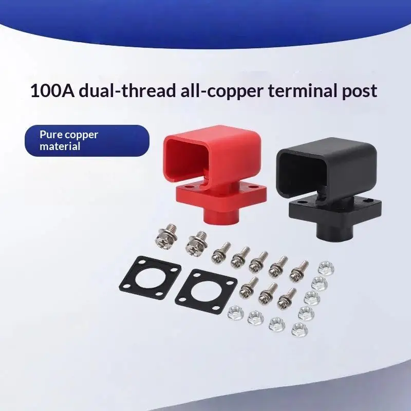 100A Copper Battery Terminal RoHS Compliant Through Wall Connector for DIY Lithium Energy Storage Battery Builds