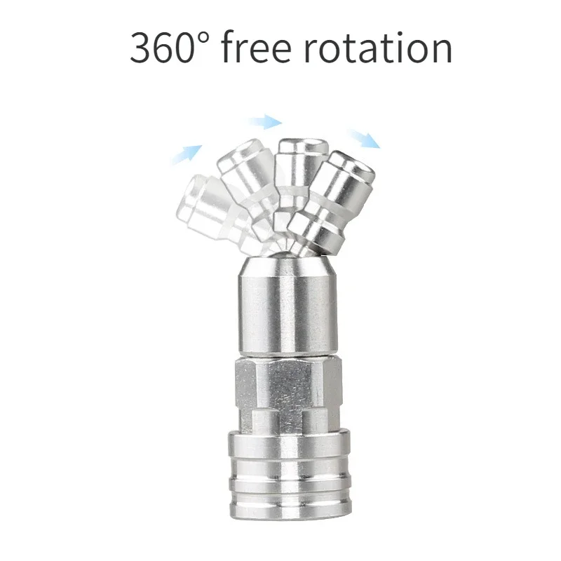 Stainless Steel 1/4 Quick Insert High Pressure Water Gun Joint 360° Rotating Nozzle Free Rotating Gun Head Quick Connection